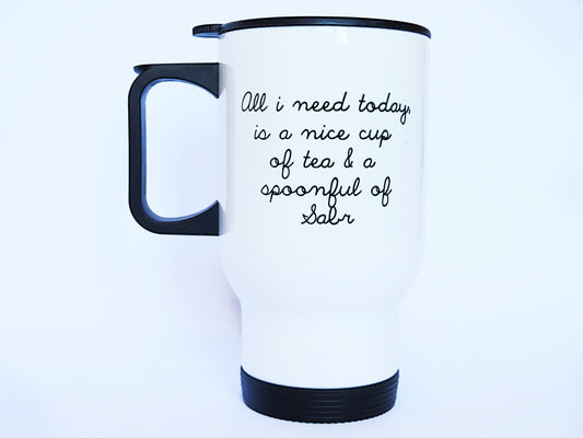 Sabr Stainless Steel White Travel Mug