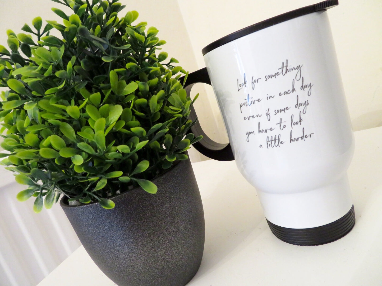 Positive - Stainless Steel White Travel Mug