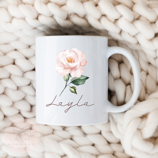 Pink Floral Mug Personalised