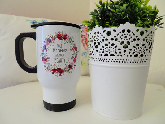 Manners - Stainless Steel White Travel Mug